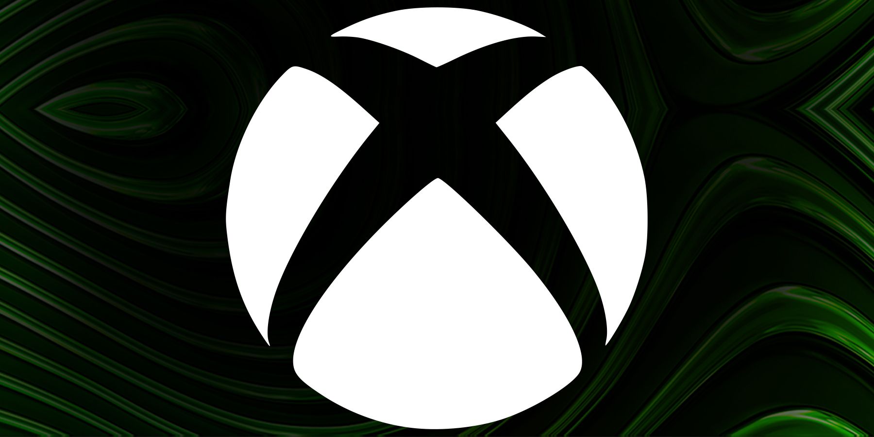 White Xbox logo submark on abstract dark green background