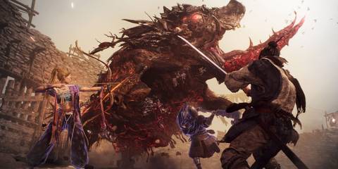 the nameless militia and her companions battling a demonic beast