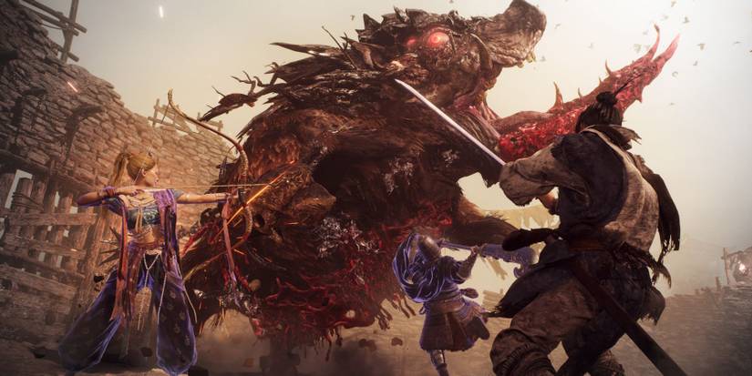 the nameless militia and her companions battling a demonic beast