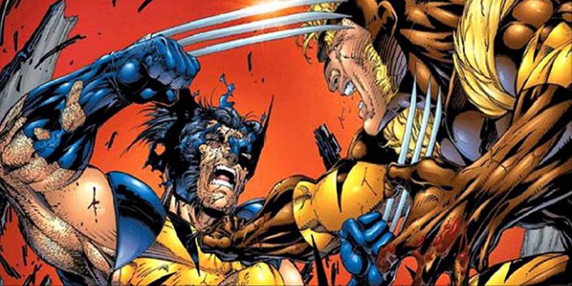 Wolverine fighting Sabretooth in the comics