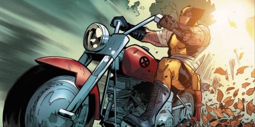 Wolverine riding a motorcycle in the comics