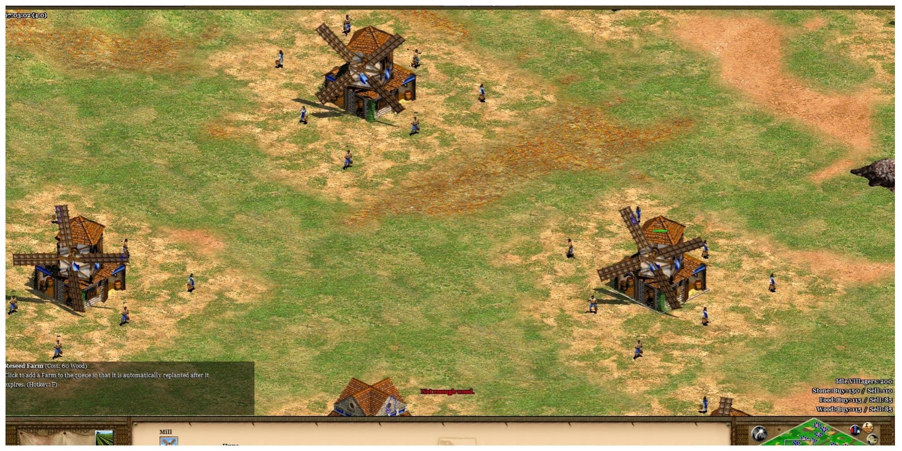 Wooden buildings in grassland as seen in Age Of Empires 2