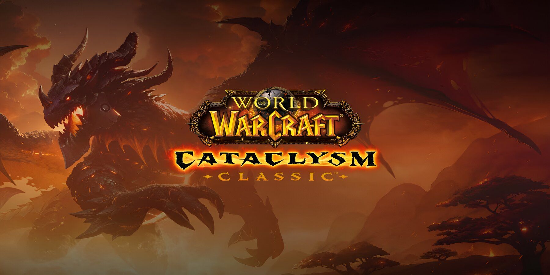 world-of-warcraft-cataclysm classic logo with deathwing in background