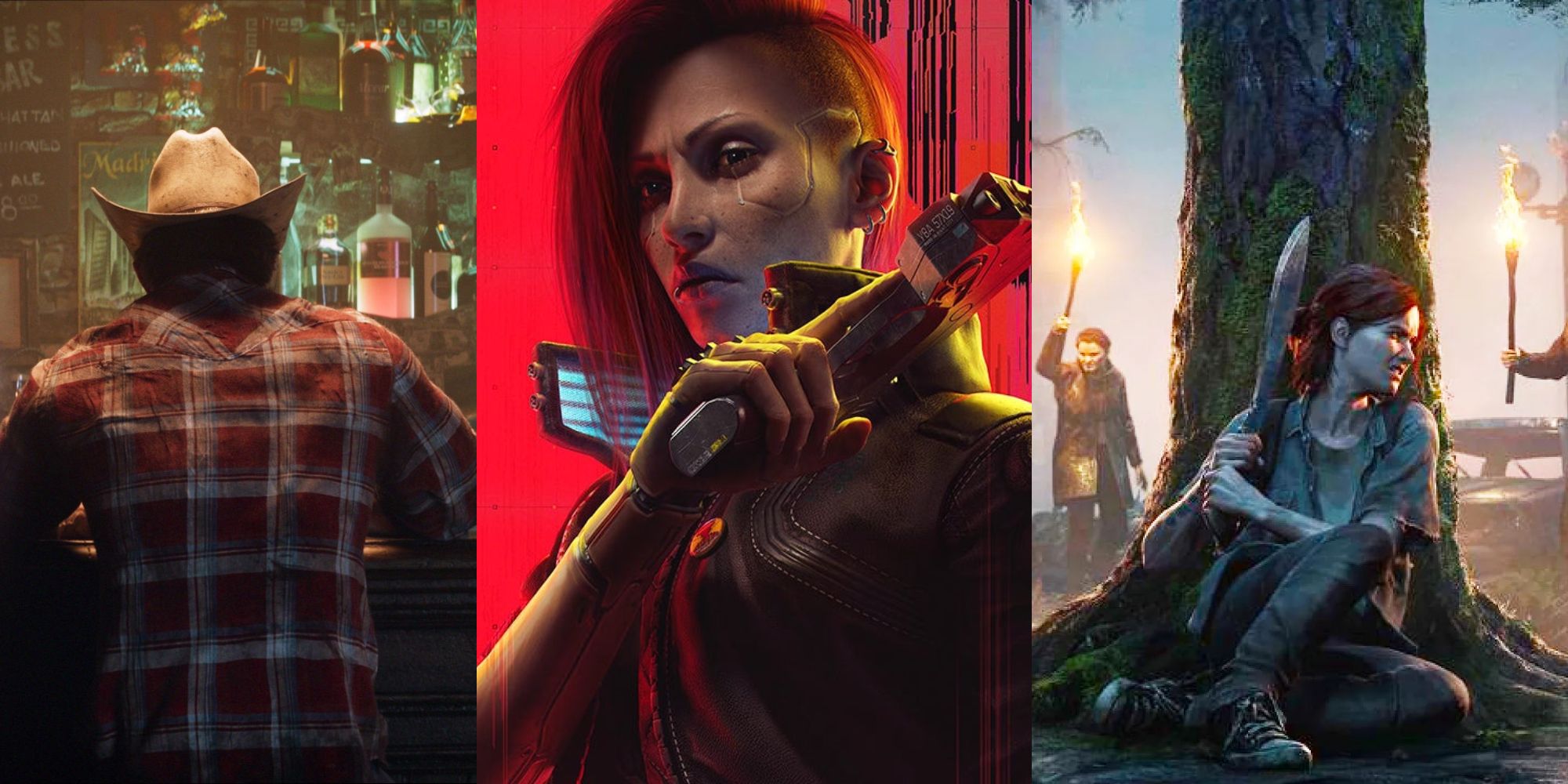 X Best Video Game Teasers Ever, Ranked split imahe Wolverine, Cyberpunk 2077, The Last of Us Part 2