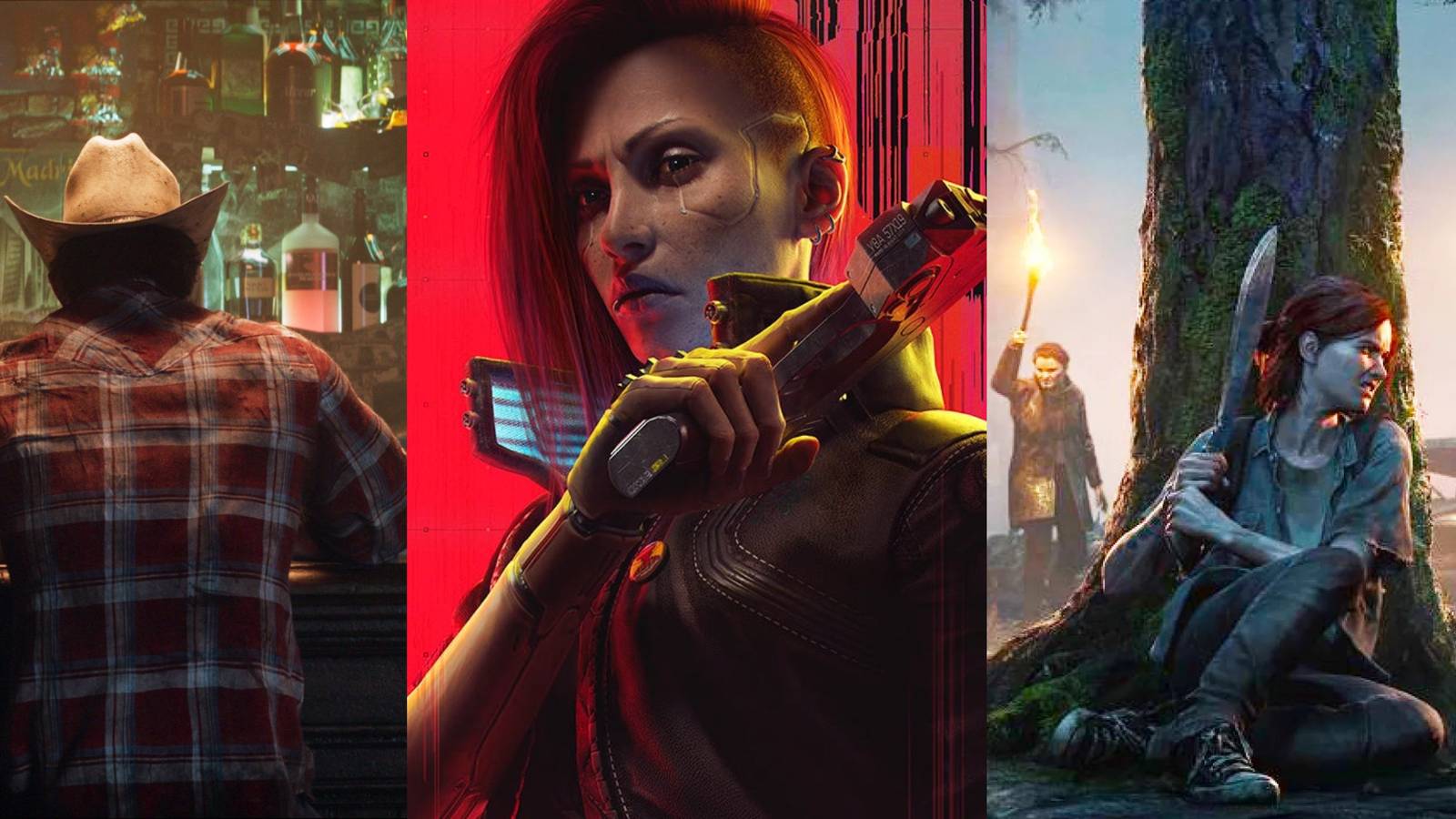 X Best Video Game Teasers Ever, Ranked split imahe Wolverine, Cyberpunk 2077, The Last of Us Part 2