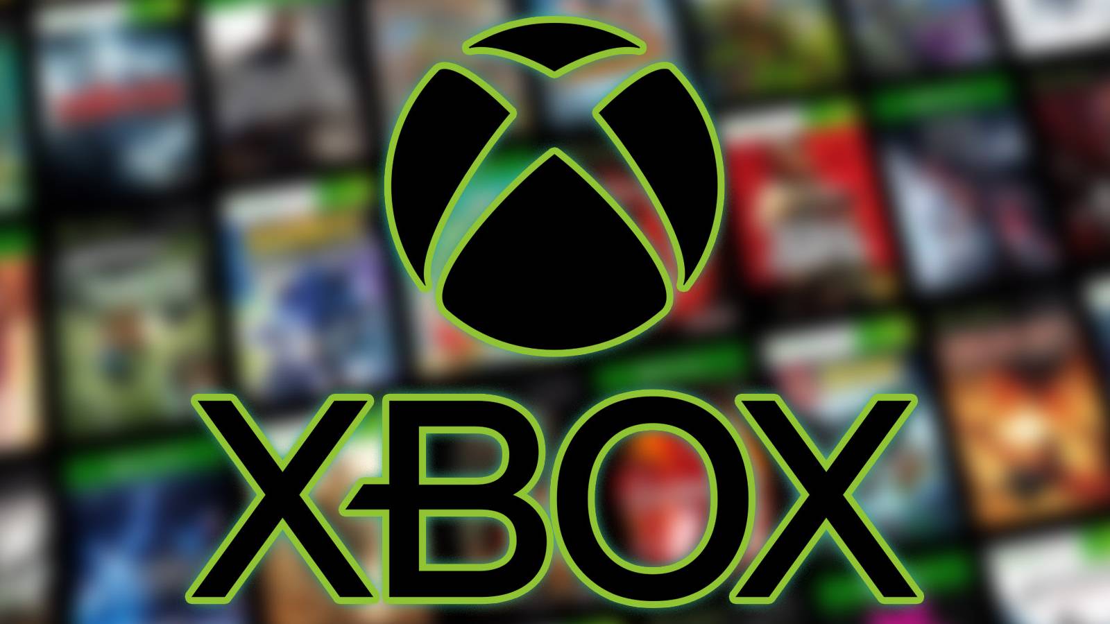 Xbox logo over blurred games background