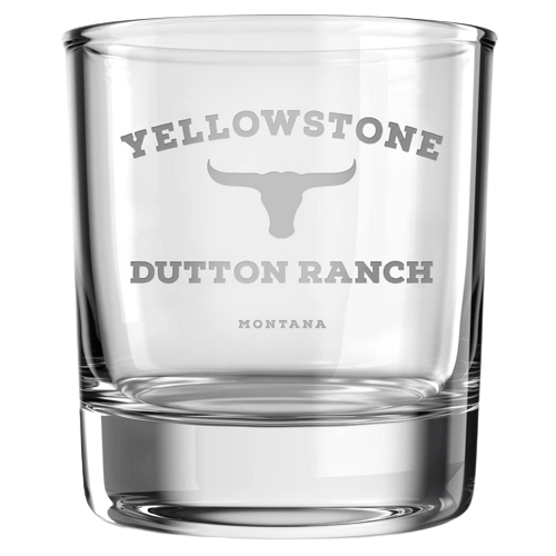 A Yellowstone Dutton Ranch whiskey glass