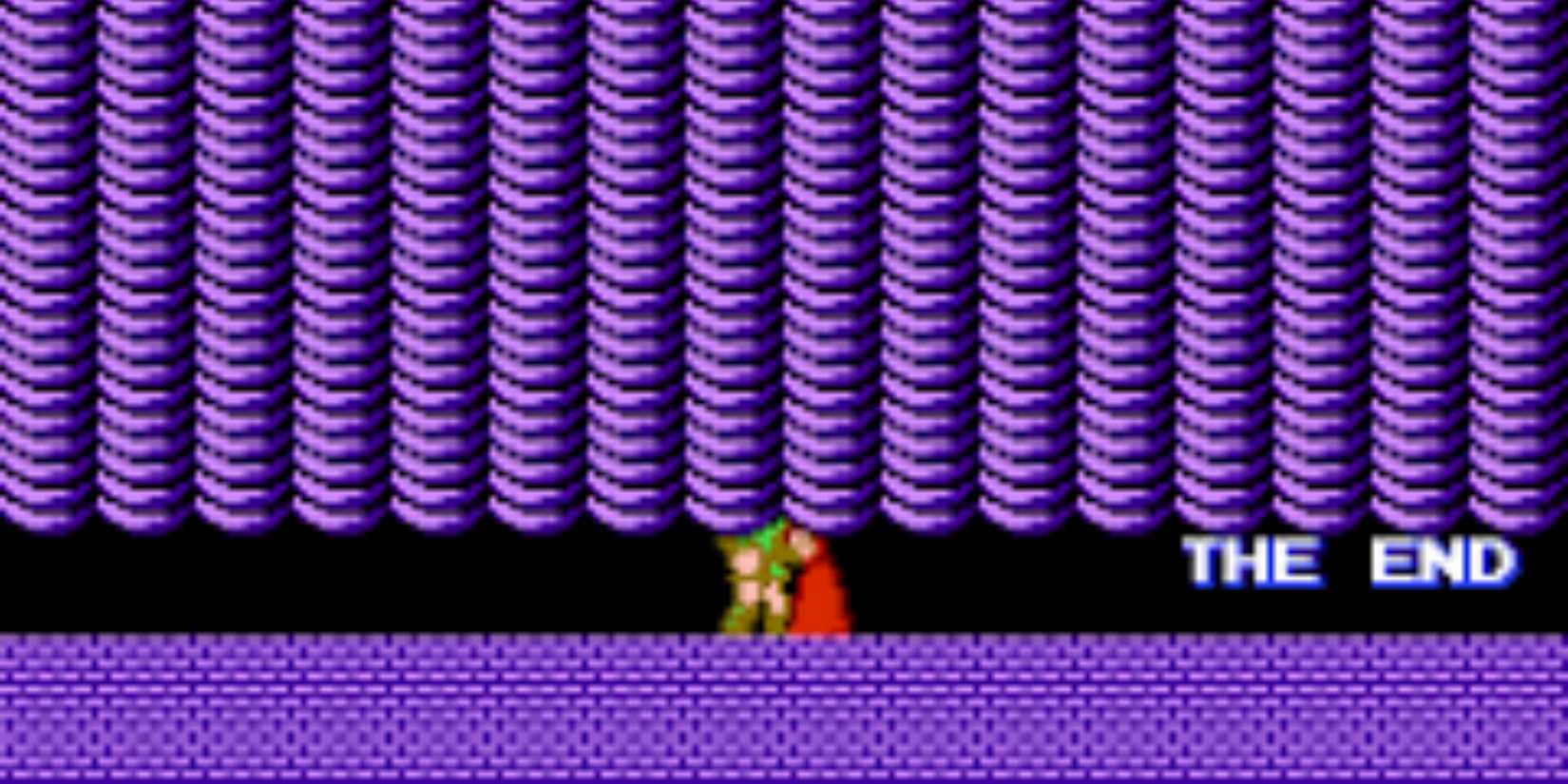 Link and Zelda kissing behind a curtain