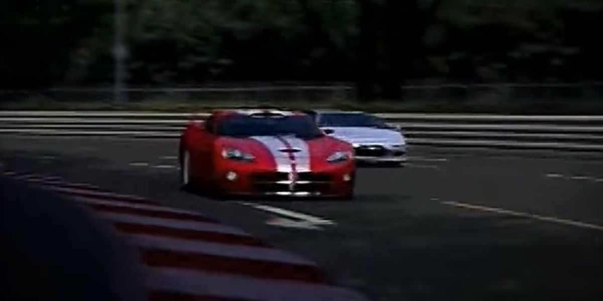 two cars driving towards the camera in gt3 intro