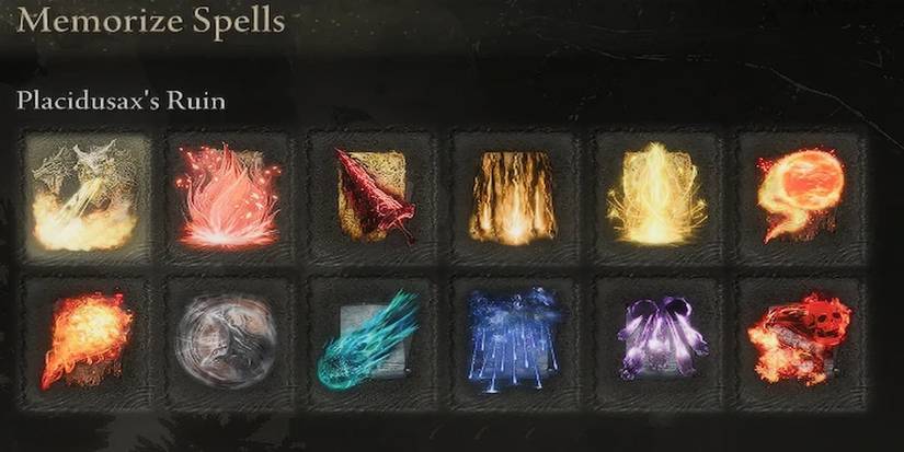 Elden Ring Placidusax's Ruin highlighted in Memorize Spells screen