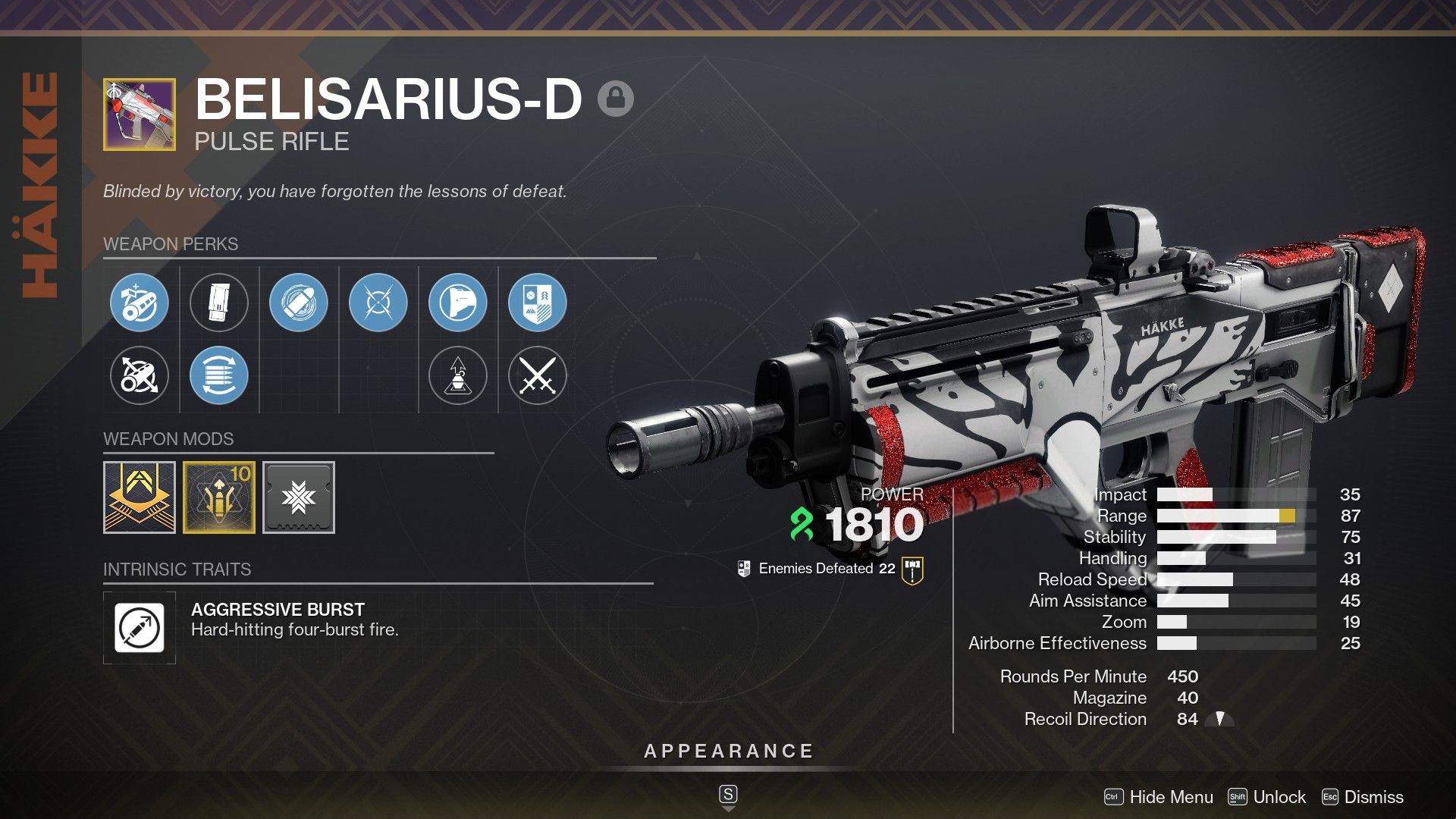 A PvP god roll for the Belisarius-D in Destiny 2