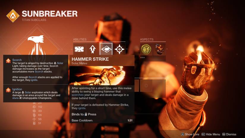 Titan Hammer Strike skill in Destiny 2