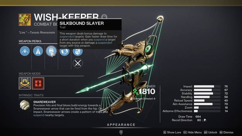 Wish-Keeper's intrinsic traits in Destiny 2