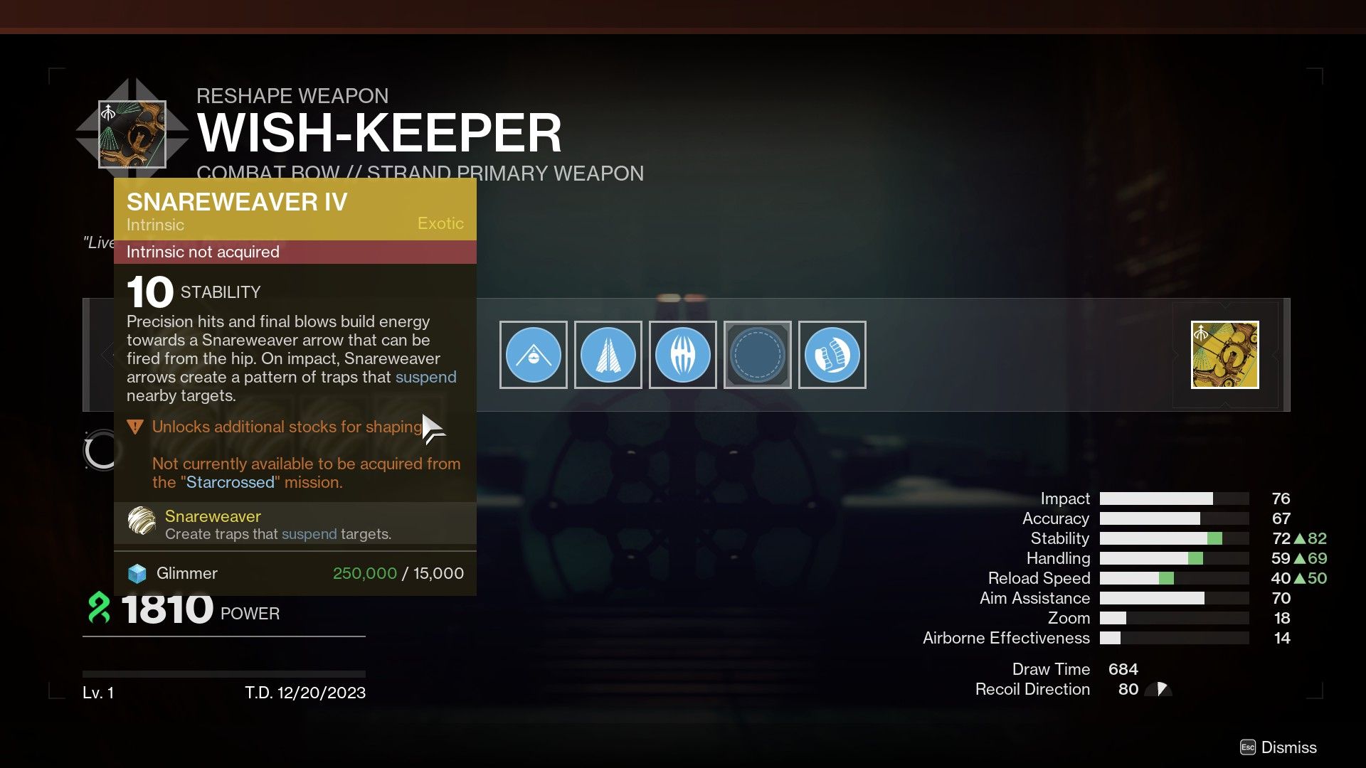Traços intrínsecos bloqueados do Wish-Keeper em Destiny 2