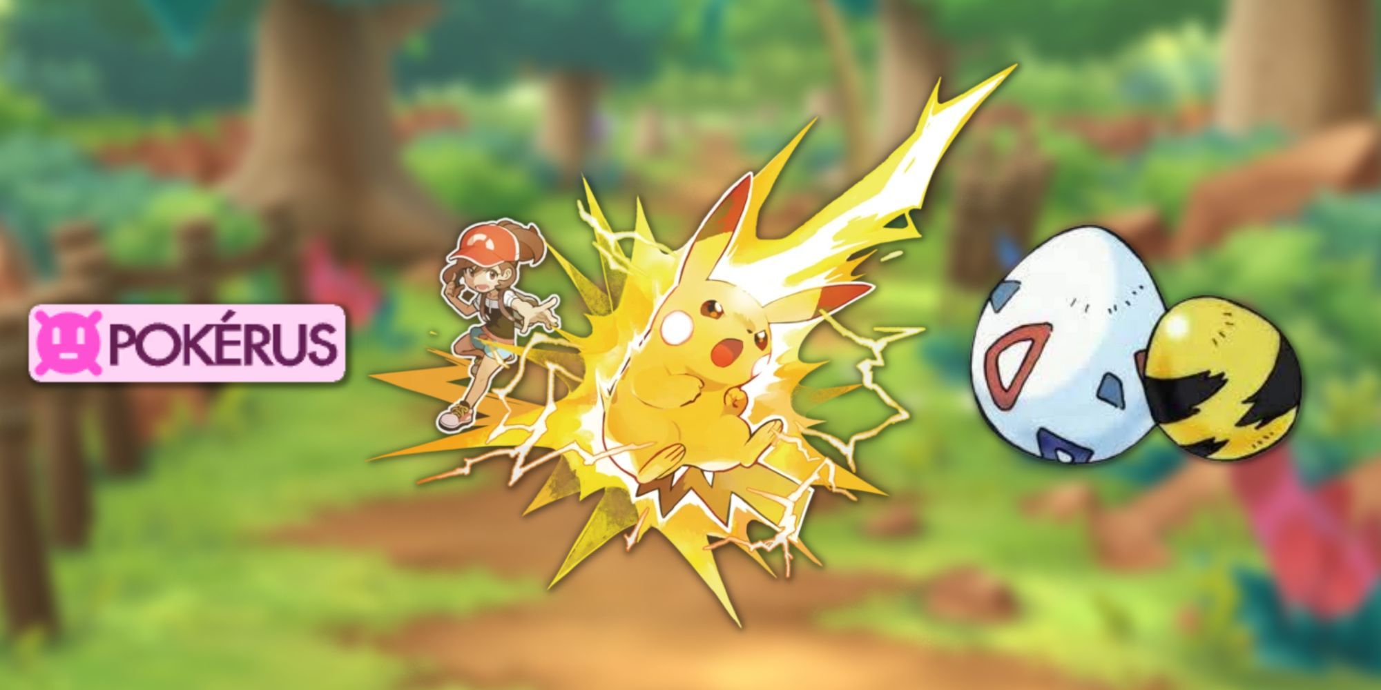 Uma colagem de algumas mecânicas ocultas apresentadas na série de jogos Pokémon: Pokerus, bônus de ataque do mesmo tipo e características especiais de reprodução.