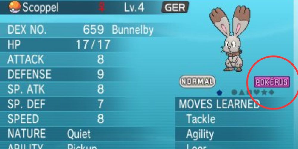 A Bunnelby with Pokerus, as seen in Pokemon X&Y.