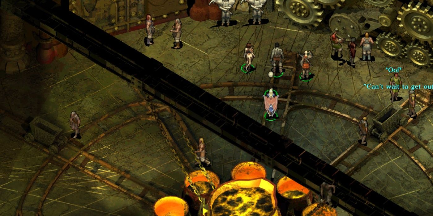 a snippet from Planescape Torment with characters standing around