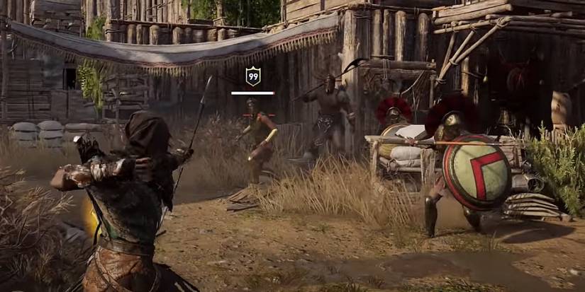 AC Snake armor set in battle shooting arrow at tough foe