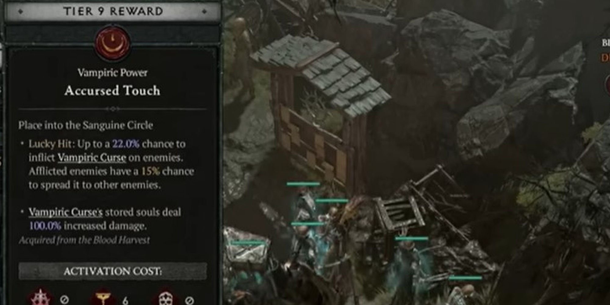 A screenshot of Diablo 4 viewing Accursed Touch in the inventory