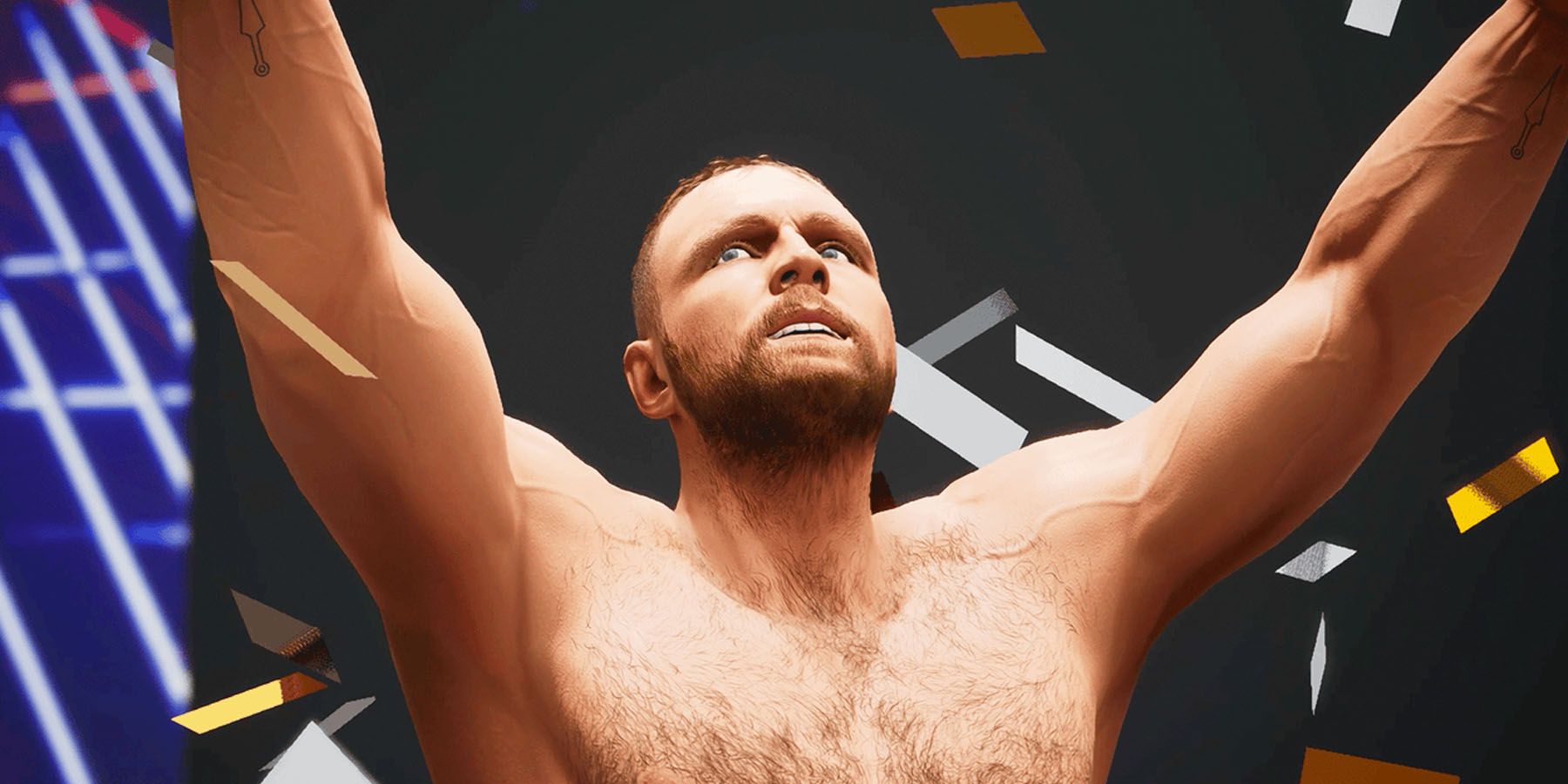 A screenshot of Jon Moxley celebrating a victory in AEW Fight Forver.