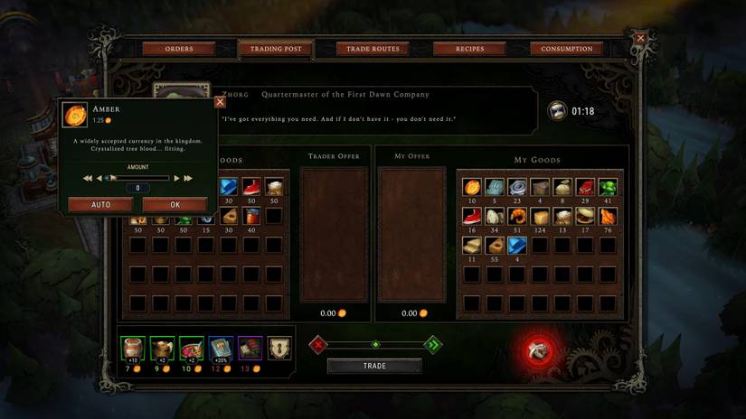 The trader bartering screen in Against the Storm