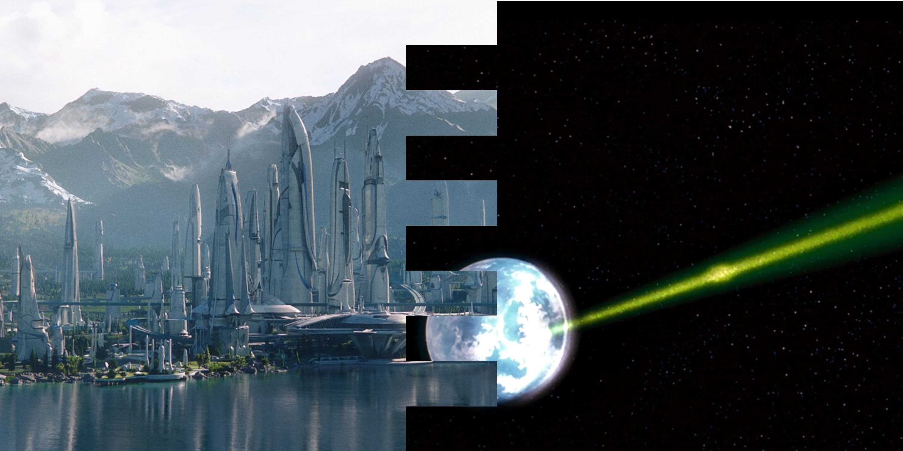 captura de tela da superfície do planeta Alderaan e sendo alvo da Estrela da Morte