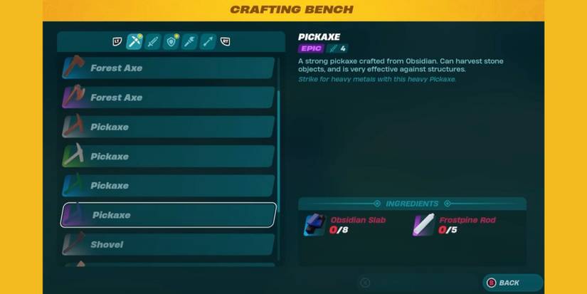 Pickaxes in Lego Fortnite