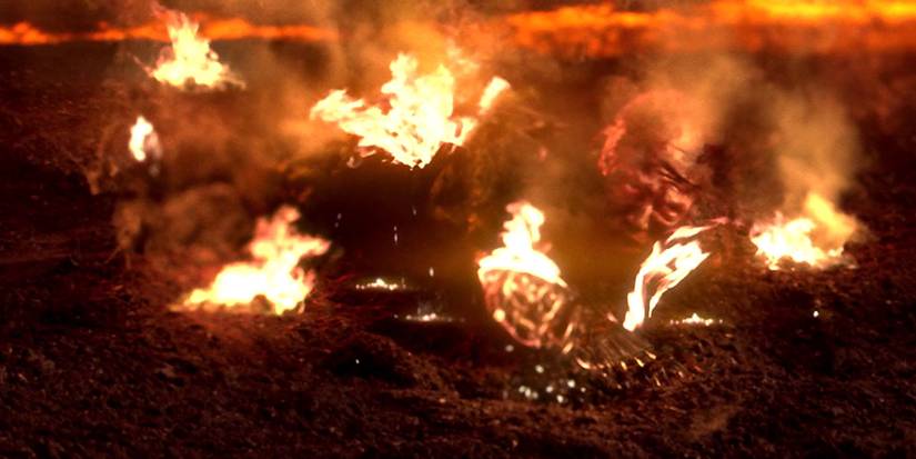 Anakin Burning On Mustafar