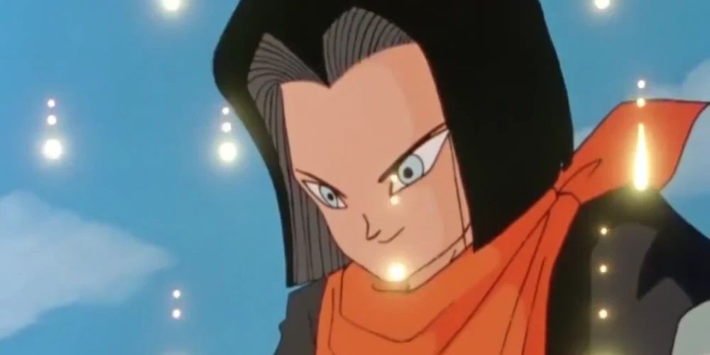 Android 17 smiling during his fight with Piccolo in Dragon Ball Z Kai