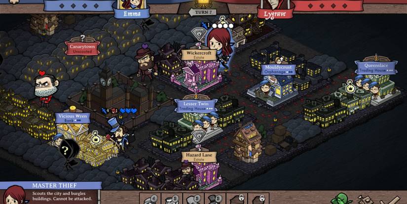 A cartoonish version of a city with animated characters standing around in it from Antihero