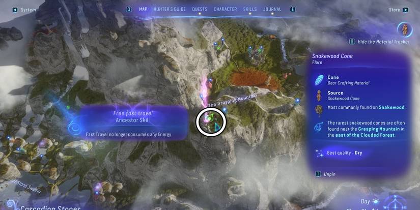 avatar frontiers of pandora exquisite snakewood cone the grasping mountain location