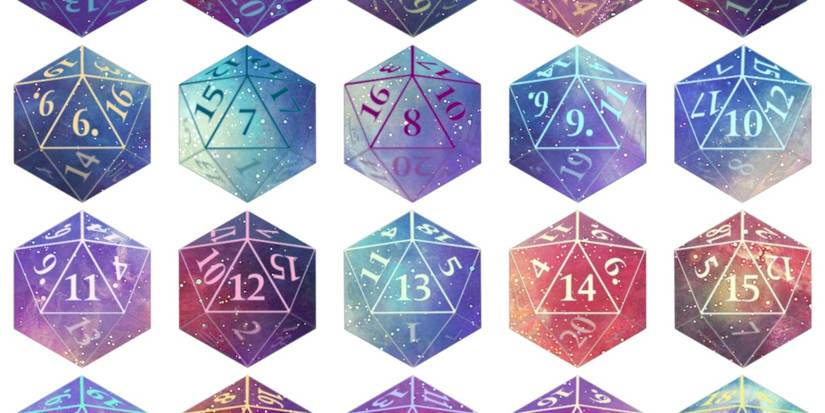 Baldur's Gate 3 dice with a nebulous aesthetic