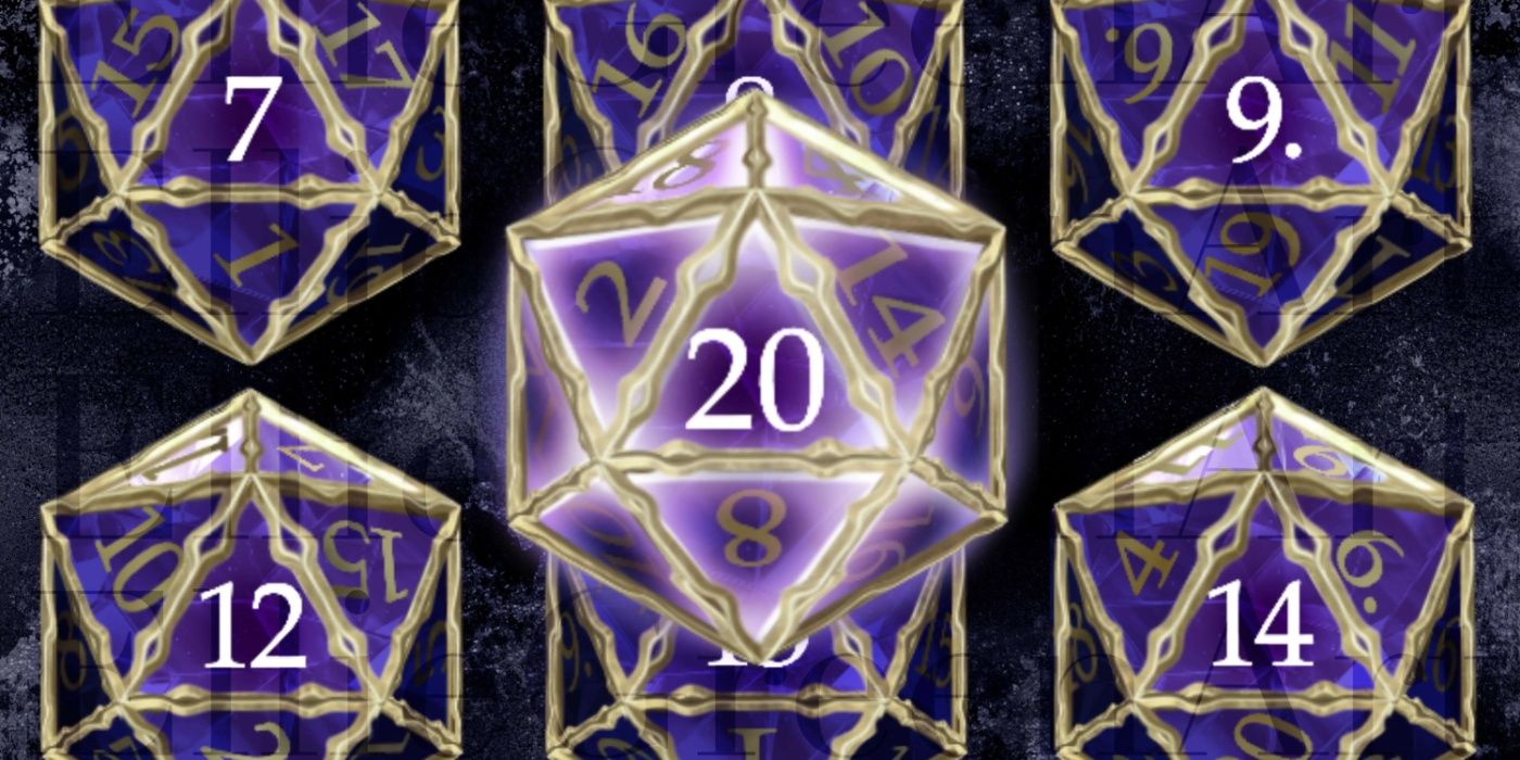 Baldur's Gate 3 dice with a Shar aesthetic