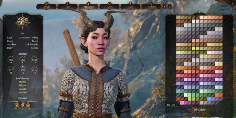 Woman with horns in Baldurs Gate 3 character creation menu