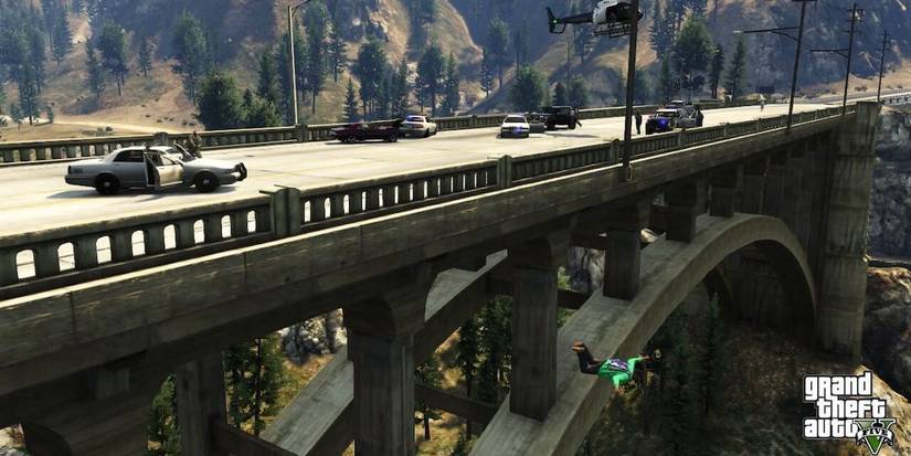 base jumping from a bridge