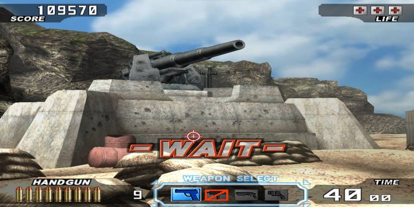 Time Crisis 3 - artillery atop a small fortification