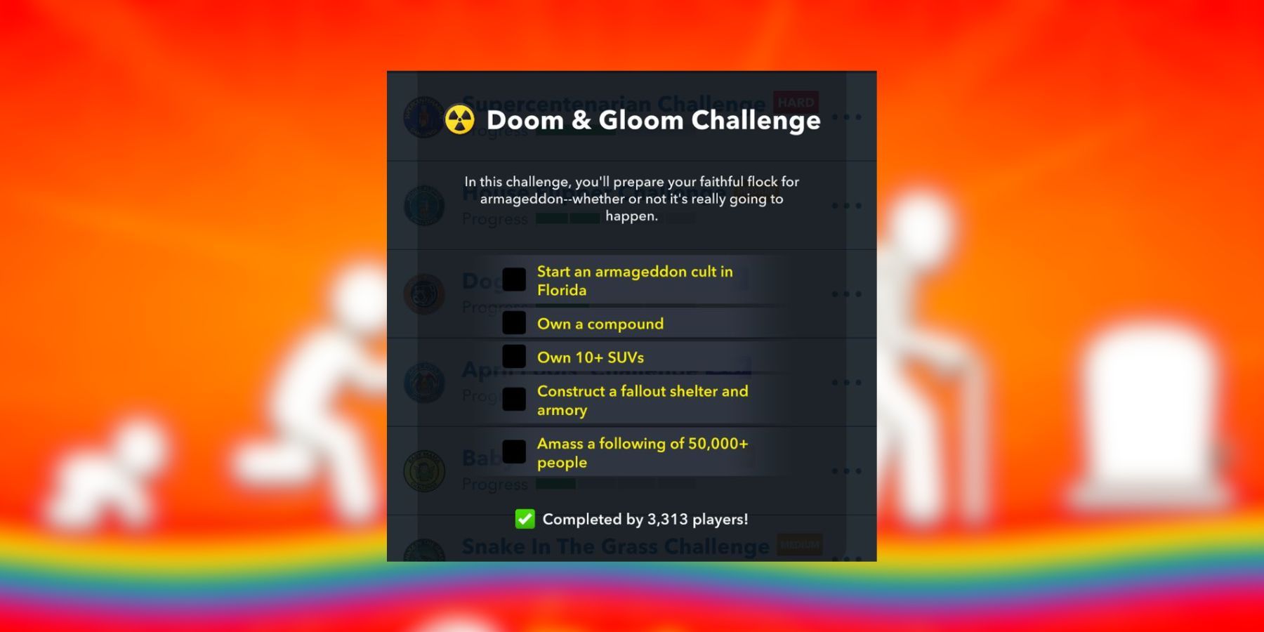 bitlife doom & gloom challenge tasks