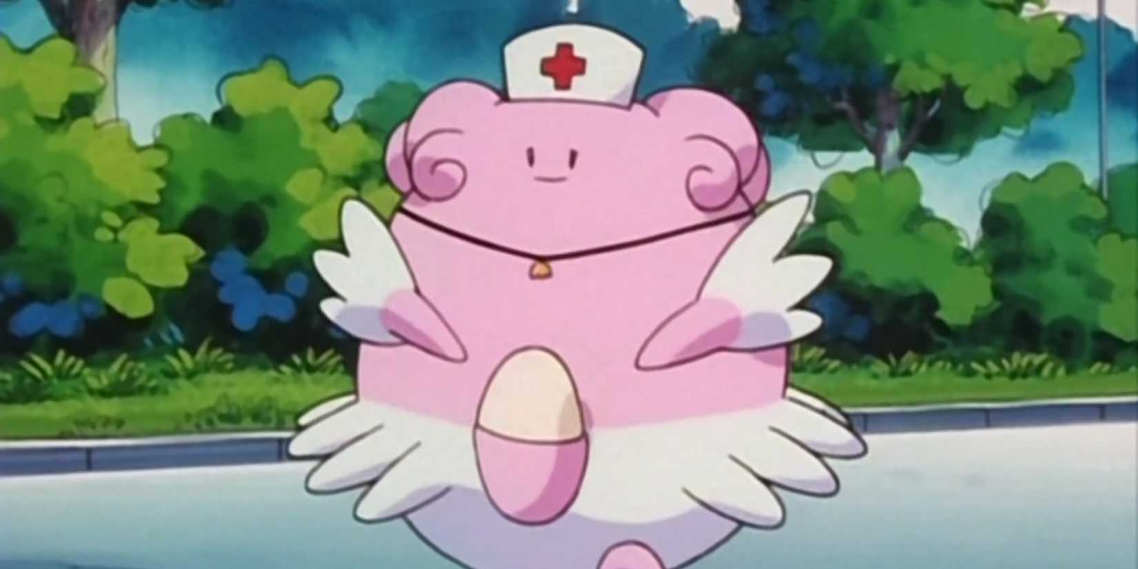 Blissey Wearing Nurse Joy's Hat in Pokemon