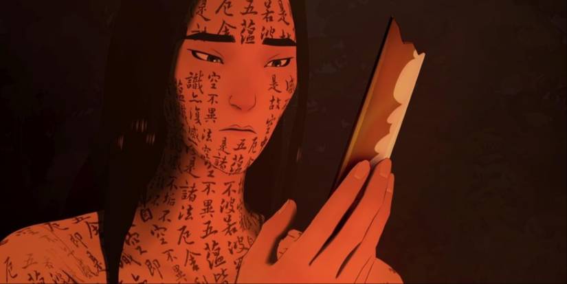 blue eye samurai mizu painted with the sutra reforges her blade