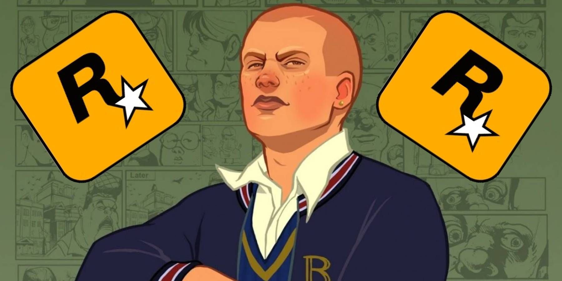 Jimmy Hopkins from Bully with Rockstar Games logos