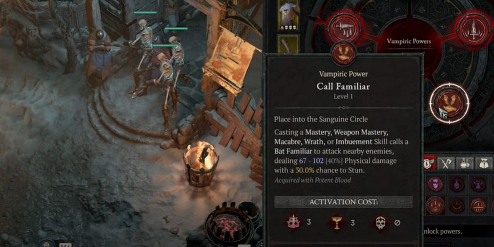 A screenshot of Diablo 4 showing Call Familiar viewed in the inventory
