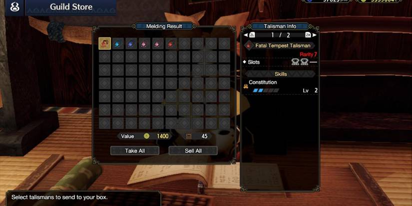 A Constitution charm in a MHW menu