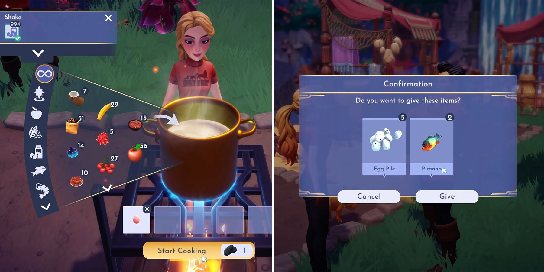 cook shake in disney dreamlight valley