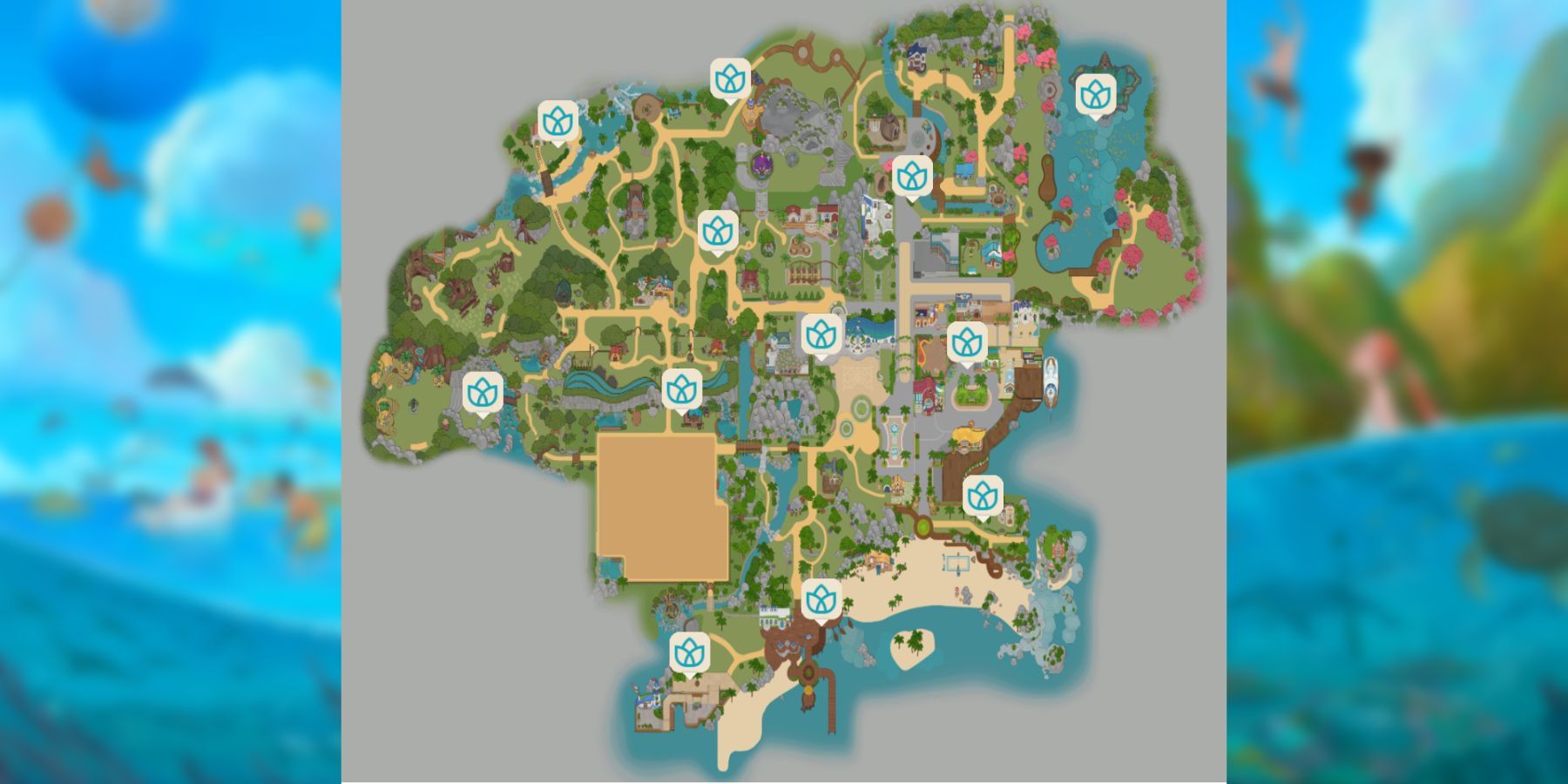 coral island map of waypoints.