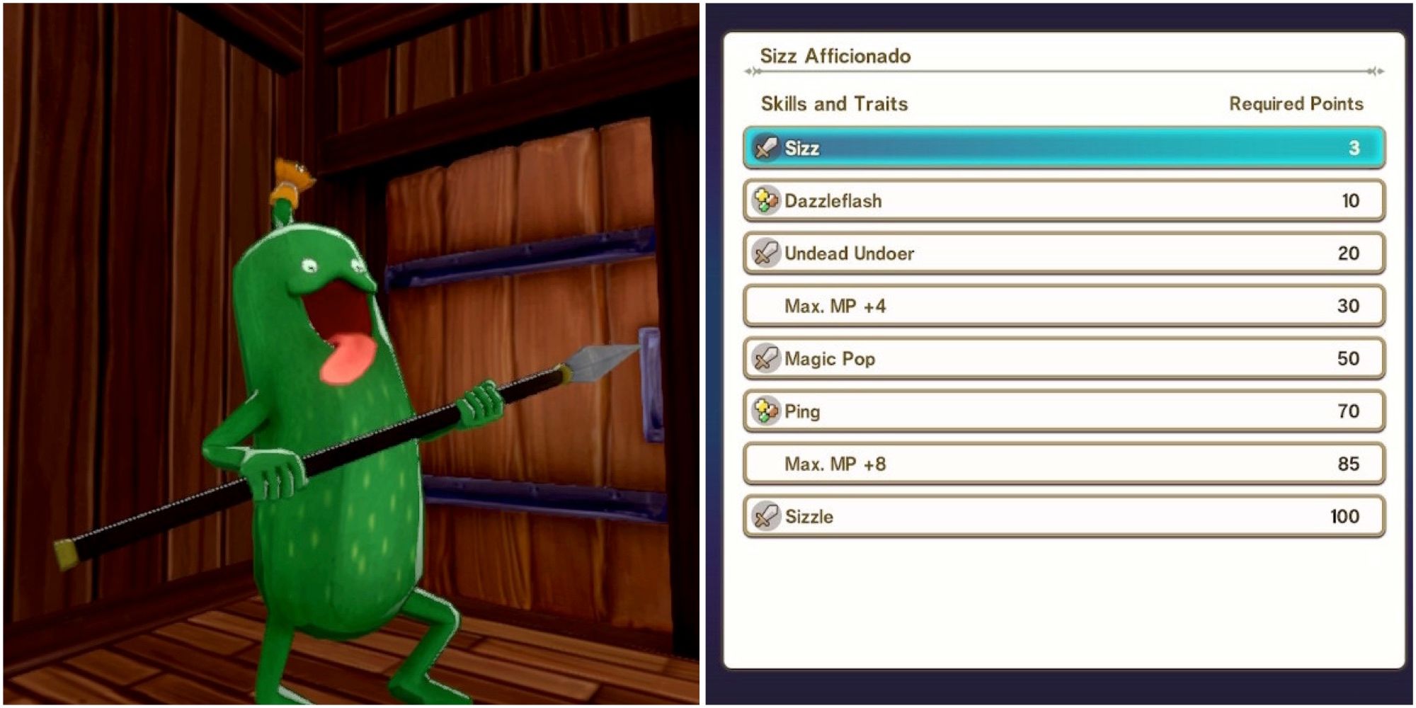 Cruelcumber and a Talent Tree in Dragon Quest Monsters The Dark Prince