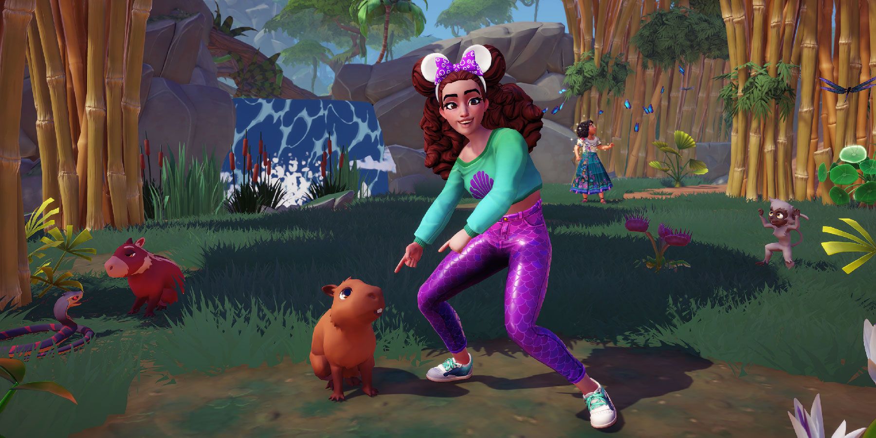 Finding capybara with Mirabel in Disney Dreamlight Valley.