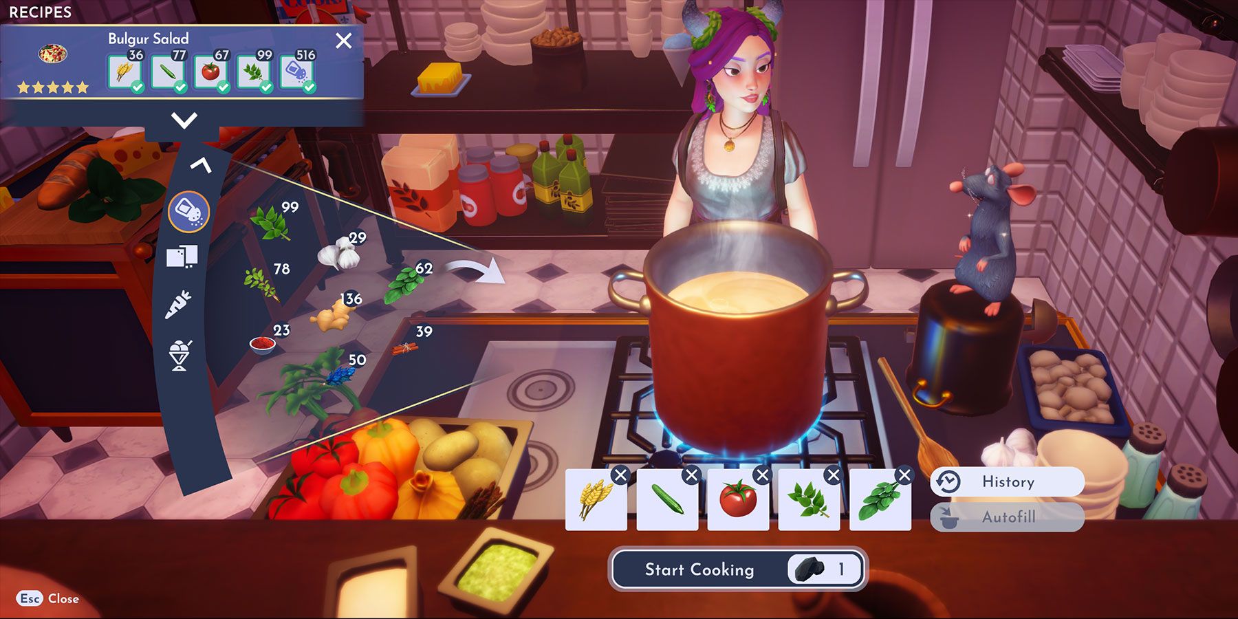 Cooking Bulgur Salad in Disney Dreamlight Valley