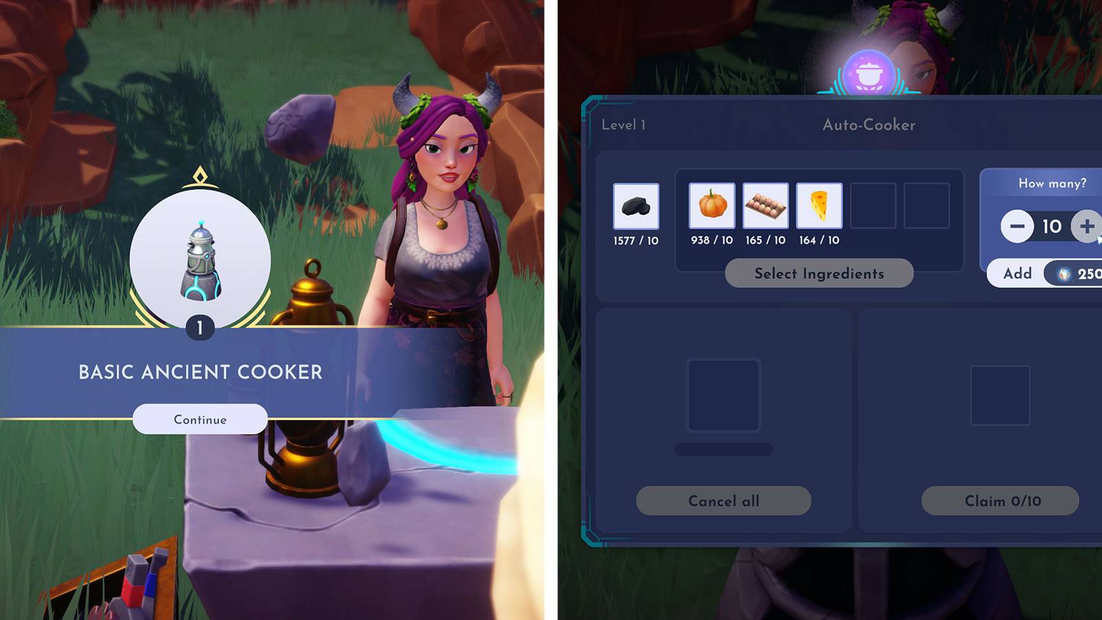 Crafting Ancient Cooker in Disney Dreamlight Valley