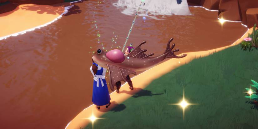 Catching a Dunebopper in Disney Dreamlight Valley.