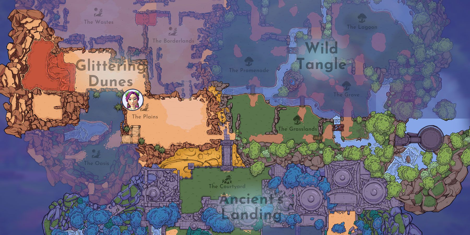 Disney Dreamlight Valley Eternity Isle in-game map not all unlocked.